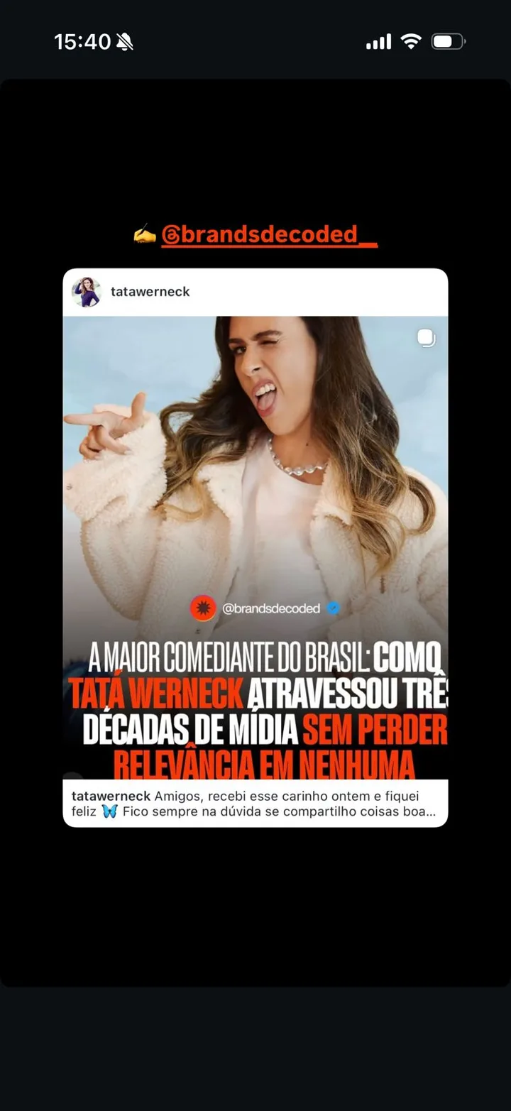 Famoso repostando conteúdo do BrandsDecoded